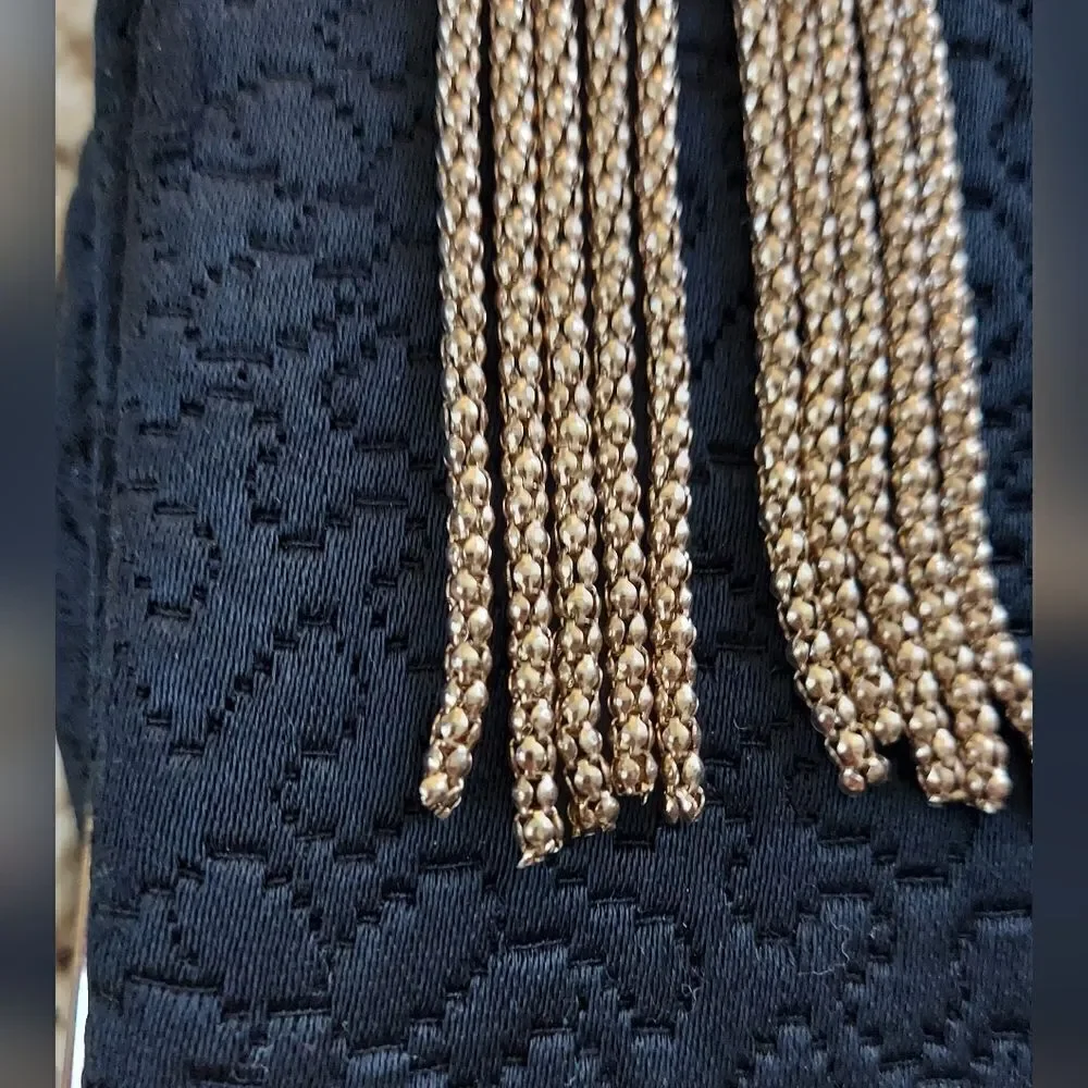 Dramatic Gold Rhinestone & Chain Dangle Earrings - Picture 5 of 5